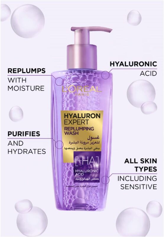 L'Oreal Paris Hyaluron Expert Replumping Face Wash with Hyaluronic Acid, 200ml