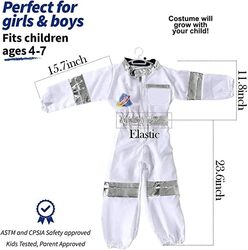 Children's Astronaut Space Costume Space Pretend Dress Up Role Play Set for Kids Cosplay Ages 4-7