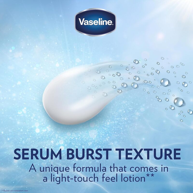 Vaseline Essential Even Tone Body Lotion with moisturising petroleum jelly, Flawless Glow, Gluta-Hya Serum Burst UV, 10X More Powerful than Vitamin C, 200ml