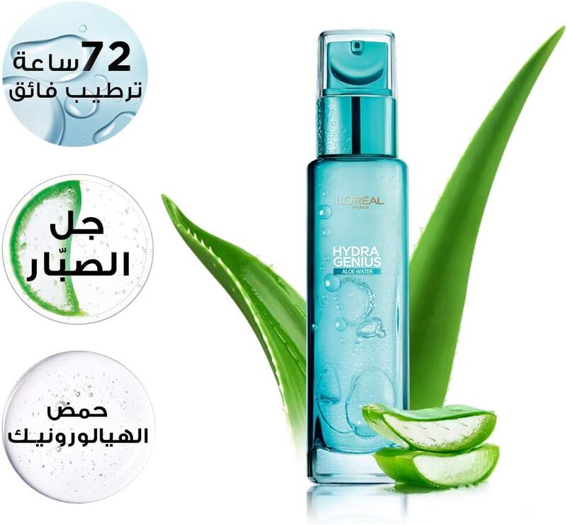 L’Oreal Paris , Liquid Moisturiser, Hydrating For Up To 72 Hours, Hydra Genius Aloe Water, 70 ml