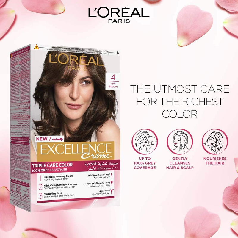 L'Oreal Paris Excellence Creme Permanent Hair Color, 4.0 Brown