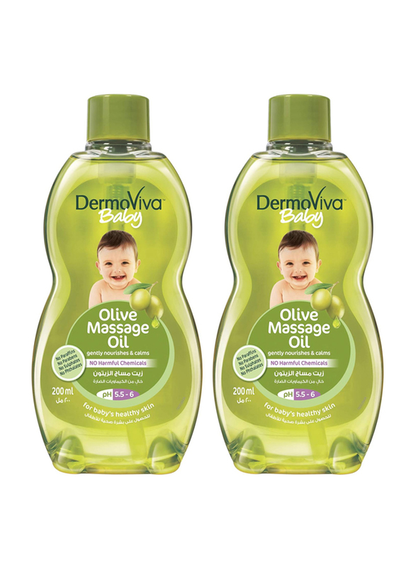 DermoViva Baby Olive Massage Oil, 200ml, 2 Piece