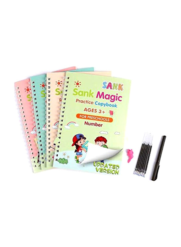 

Sank Magic Practice Copybook Ages 3+ Set with 4 Books & Pens, Spiral Bound Book, By: Sank