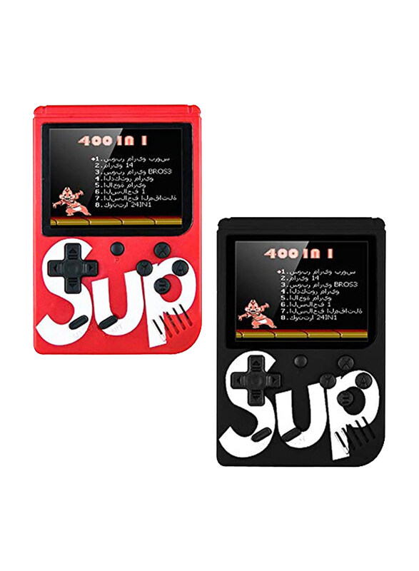 

Sup 400-in-1 Retro Portable Mini Handheld Game Console, 2 Pieces, Red/Black