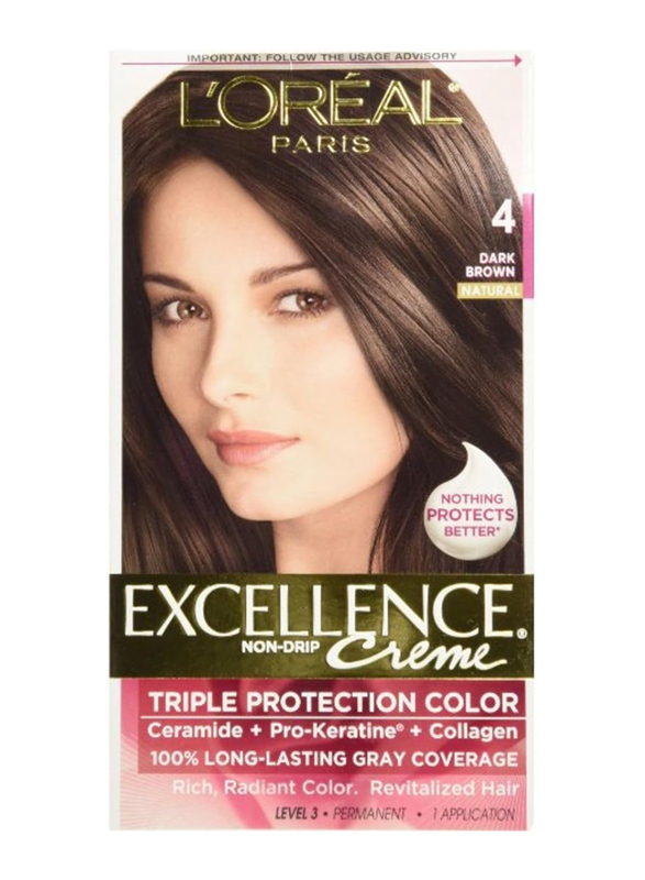 L'Oreal Paris Excellence Creme Permanent Hair Color, 6 Pieces, 4 Dark Brown