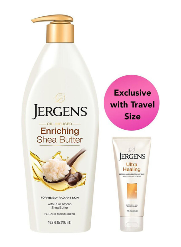 

Jergens Shea Butter Deep Conditioning Body Lotion and Travel Size Jergens Ultra Healing Extra Dry Skin Moisturizer, 2 Pieces