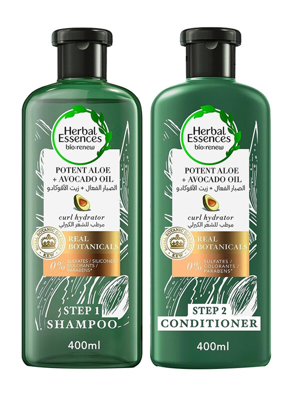 

Herbal Essences Sulfate Free Potent Aloe Avocado Oil Curl Hydrating Shampoo and Conditioner for All Type Hair, 400ml, 2 Piece