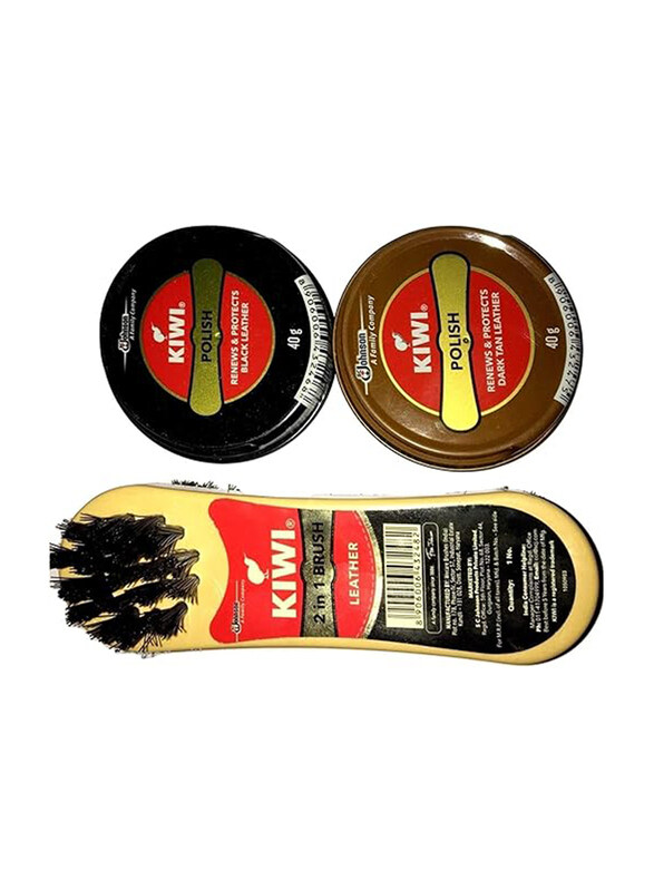 

Kiwi By Be The Bestest Shoe Polish Paste with Leather Shine Brush, 3 Pieces