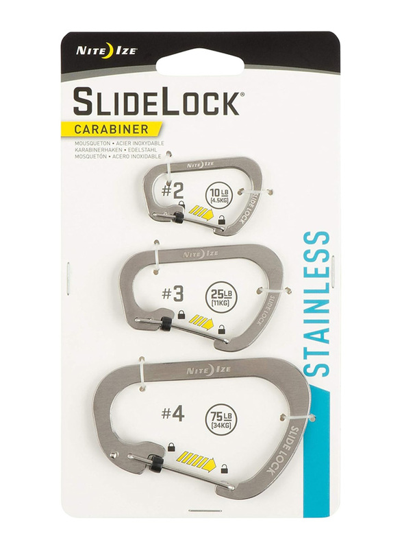 

Nite Ize Slidelock Carabiner Stainless Steel, 3 Pieces, Stainless