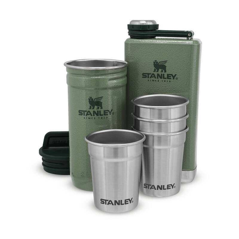 

Stanley 6-Piece Adventure Pre-Party Shot Glass + Flask Set, Hammertone Green