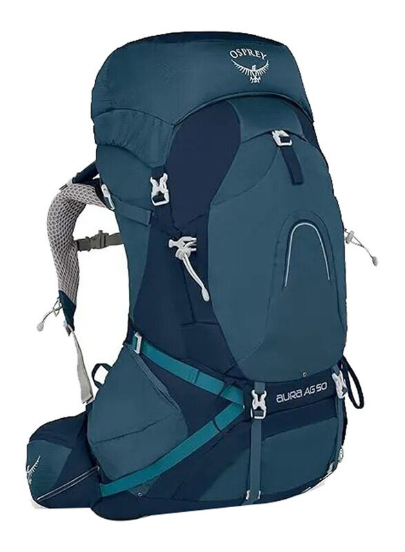

Osprey Medium Aura AG 50 Camping Backpack for Women, Challenger Blue