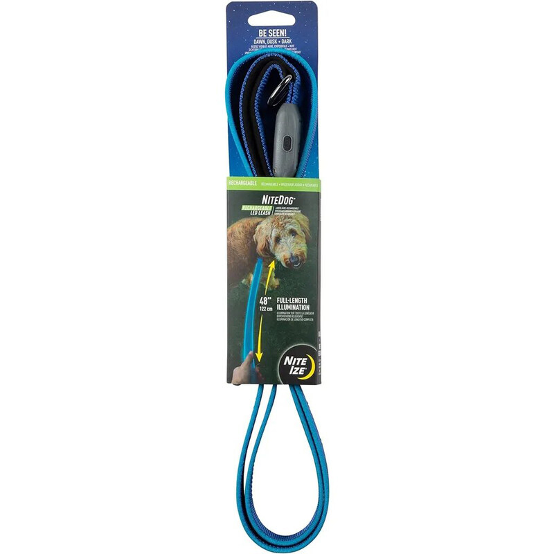 

Nite Ize USB Rechargeable 5 Foot Light Up Dog Leash with Padded Handle, Blue