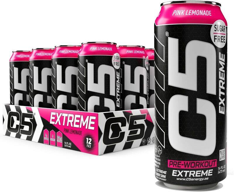 

C5 Energy C5 Extreme Pre workout Energy Drink (Pink Lemonade , Full Box 12 Cans)