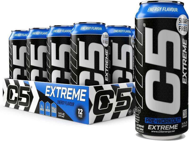 

C5 Energy C5 Extreme Pre workout Energy Drink (Energy Flavor , Full Box 12 Cans)