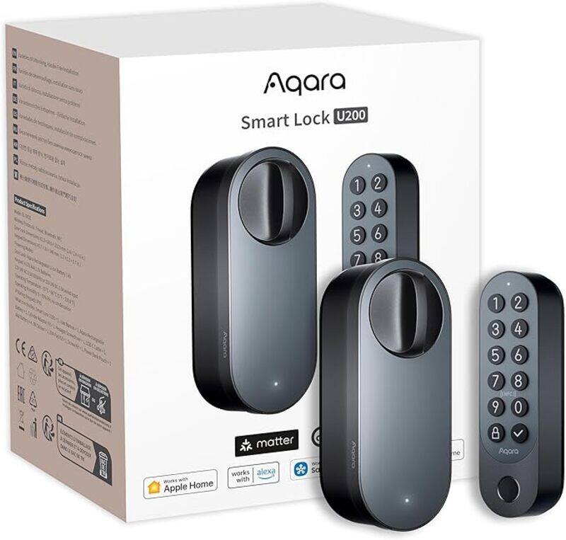 

Aqara Smart Lock U200 (with Fingerprint), Matte Over Thread, Smart Door Lock with Apple Home Key and Rechargeable Battery, Supports Apple Home, Google