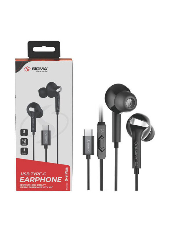 

Sigma S9 Plus Type-C Cable In-Ear High Quality Stereo Earphones, Black