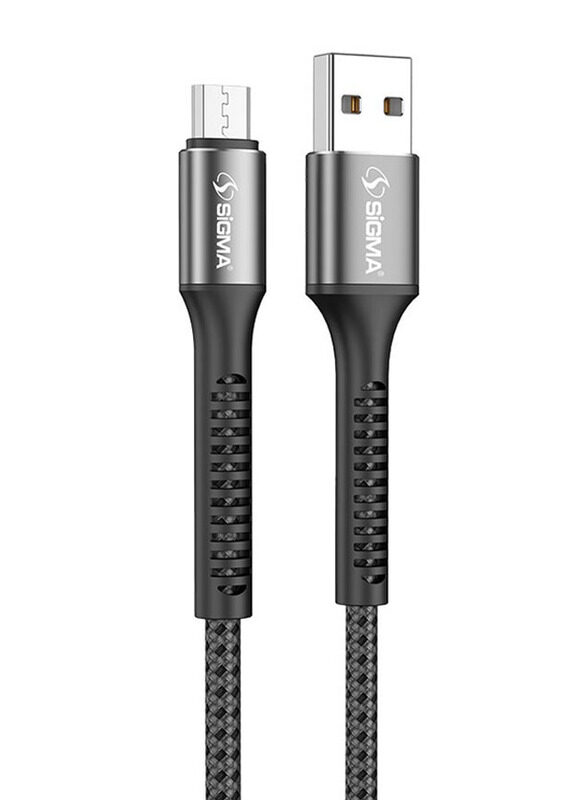 

Sigma 100cm C6 Micro USB Braided Cable, Smart Auto Disconnect, 2.4A, USB A Male to Micro USB for Smartphones/Tablets, Grey