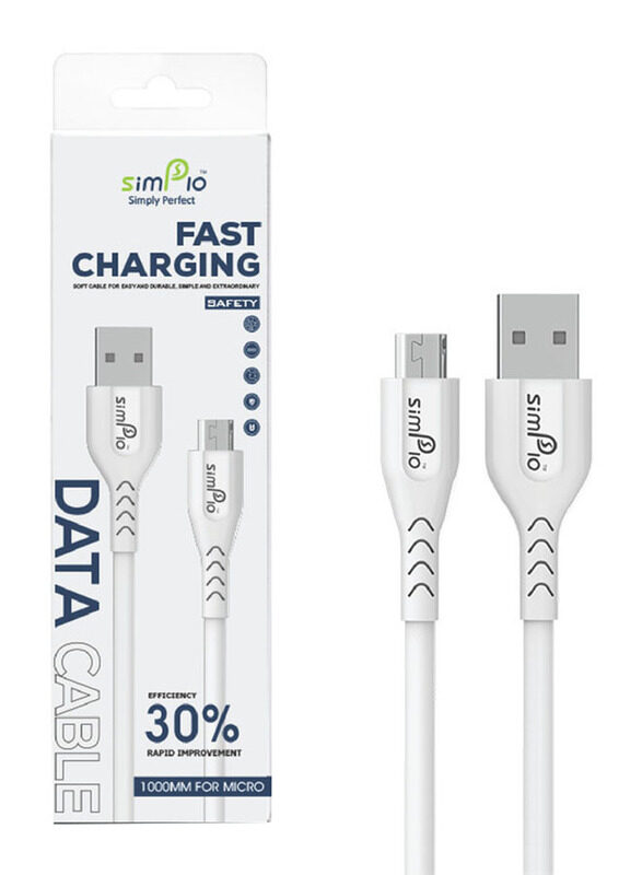 

Simplo 100cm SDC-02 Micro USB Farst Charging Data Cable, USB A Male to Micro USB for Smartphones/Tablets, White