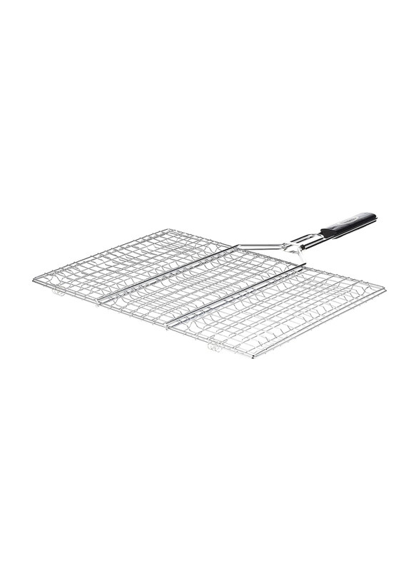 

Go2Camps Barbeque Net with Wooden Handle, Small, Silver