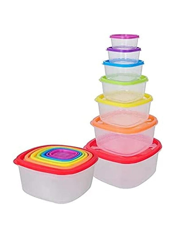 

Generic Plastic Pantry Kitchen Organizer Containers with Lids, 7 Pieces, Multicolour