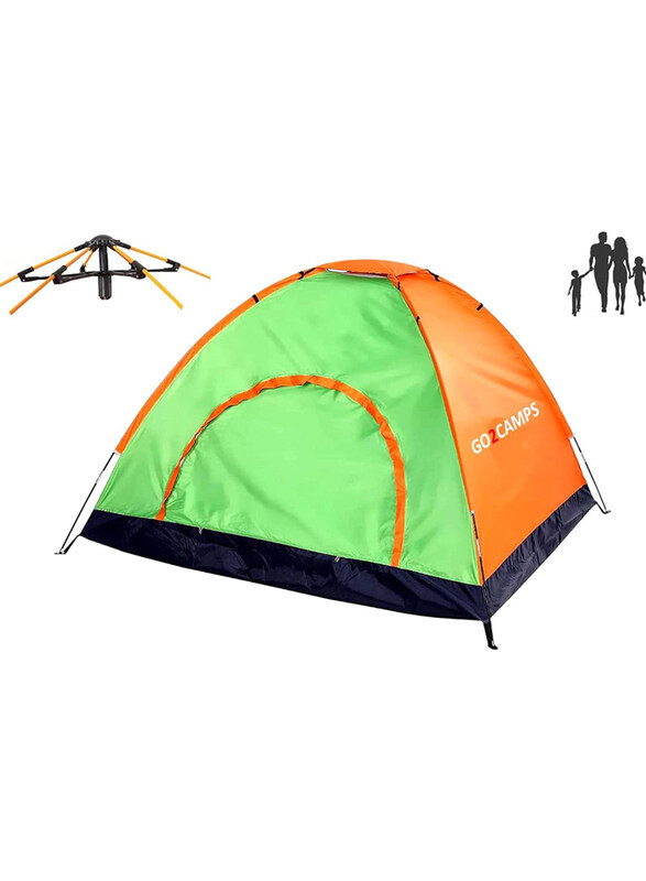 

Go2Camps 4-Person Portable Windproof Lightweight Instant Automatic Pop Up Dome Camping Tent, Multicolours