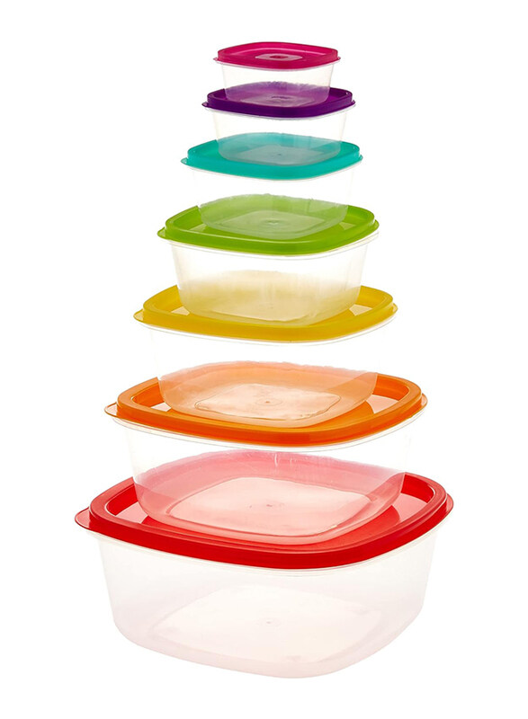

Generic Food Container Plastic Bento Fresh-Keeping Box Fridge Multi Capacity Crisper Food Storage Box, 7 Pieces, Multicolour