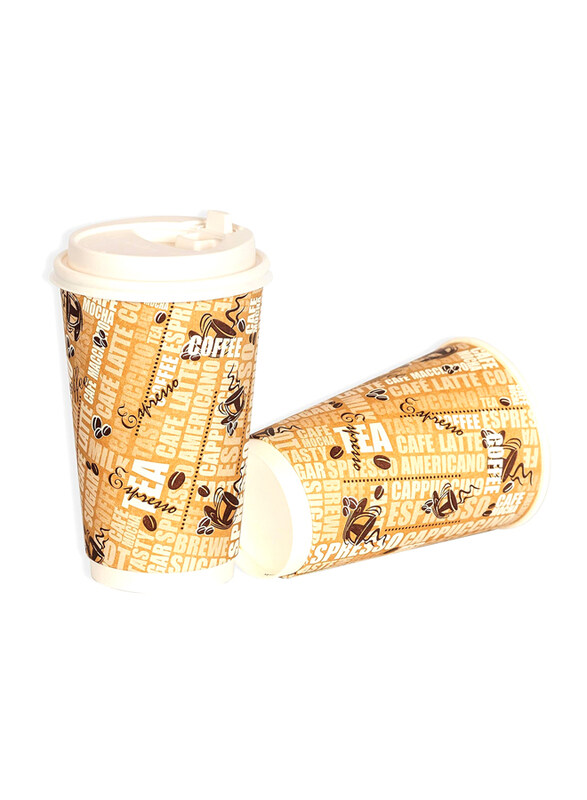 

Generic 50-Piece Set Disposable Paper Hot Coffee Cup With Wooden Spoons, Multicolour
