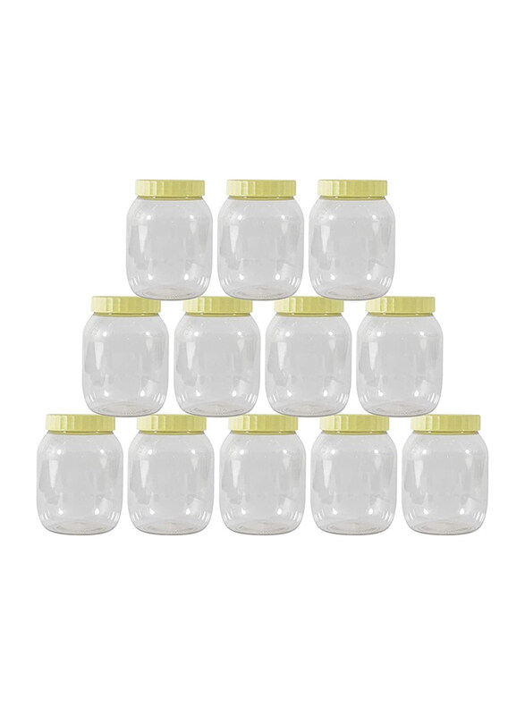 

Alsaqer Plastic Spice Storage Pet Jar, 300ml, 12 Piece, White//Yellow