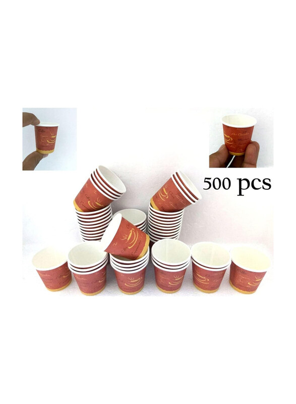 

Alsaqer 75ml 500-Piece Set Disposable Paper Kahwa Cups, Red