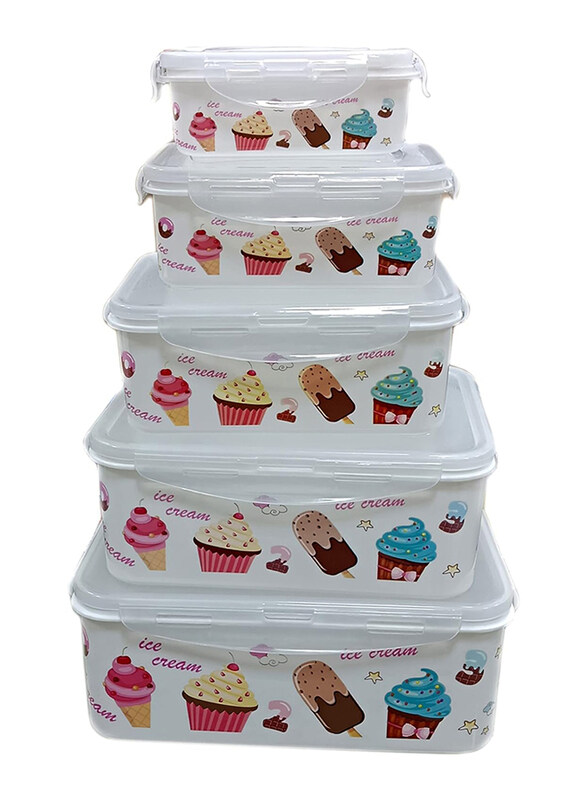 

Al Madina Food Storage Containers, 5 Piece, White