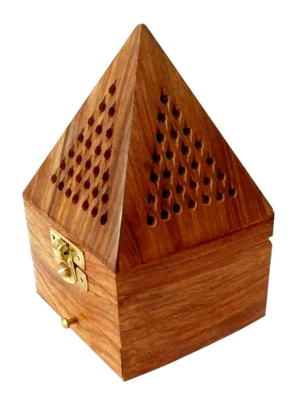 

Generic Saqoware Pyramid Shape Wooden Incence-Bakhoor Burner, Large, Brown