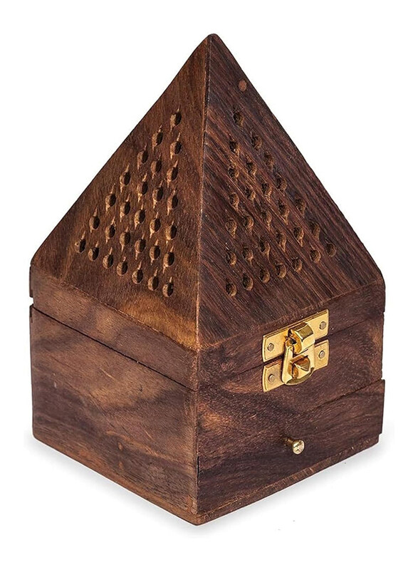 

Generic Pyramid Shape Wooden Bakhoor incense Burner, Brown