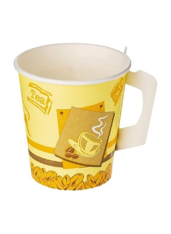 

Alsaqer Disposable Paper Tea Cup With Handle, Yellow