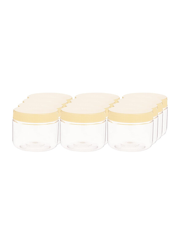 

Alsaqer Plastic Spice Storage Pet Jar with Lid, 200ml, 12 Piece, Clear/Yellow