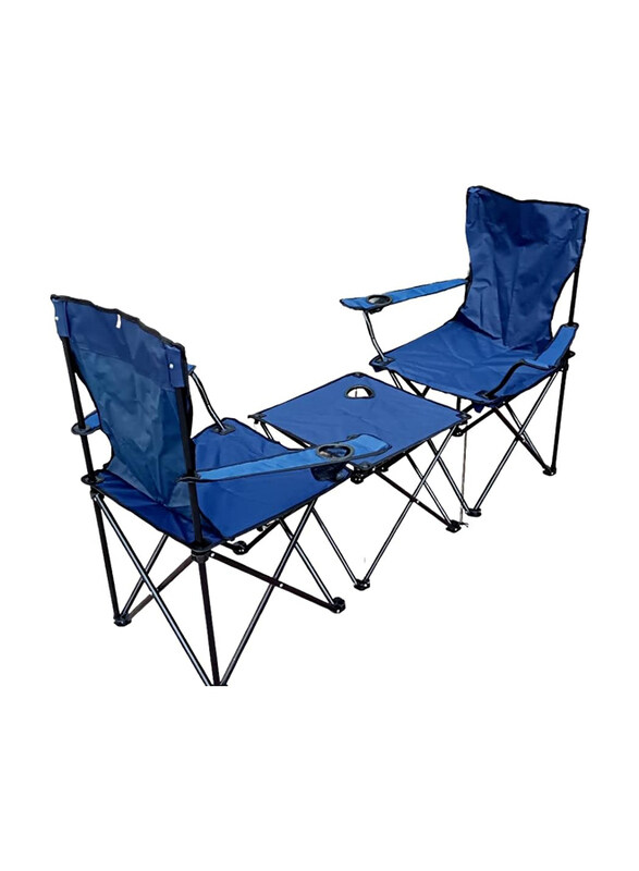 

Go2Camps 3-Piece Foldable Camping Chairs with Table, Dark Blue
