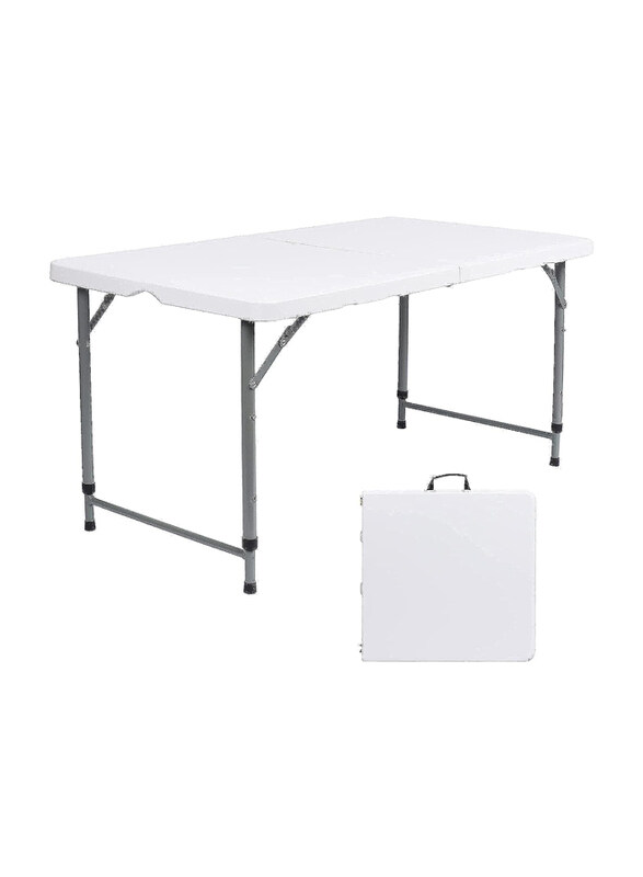 

Go2Camps Foldable Camping Table Folds in Half with Carry Handle, White