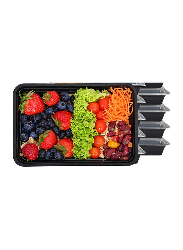

Generic Compartment Base with Lids Food Storage Container, 32oz, 5 Pieces, Black