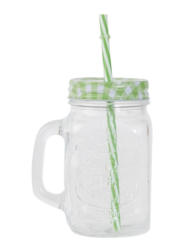 

Generic 8-Piece Glass Mason Jar Set With Lid & Straw, Multicolour