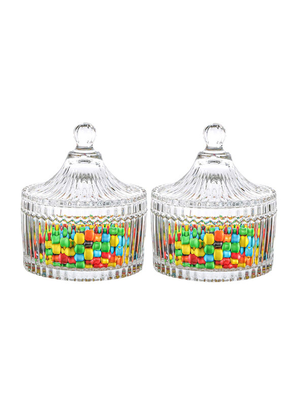 

ComSaf Glass Candy Sweet Jars with Lid, 2 Pieces, Clear