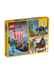 Lego Creator 3-in-1 Viking Ship and the Midgard Serpent Building Set, 1192 Pieces, Ages 9+, 31132, Multicolour