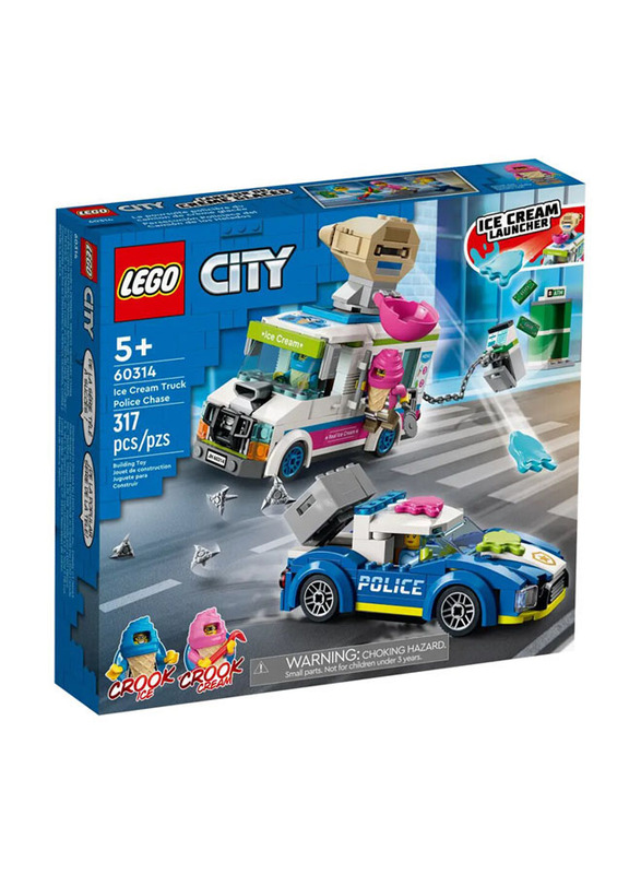 Lego City Ice Cream Truck Police Chase Building Set, 317 Pieces, Ages 5+, 60314, Multicolour