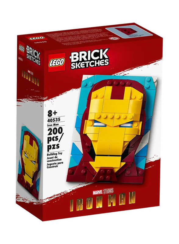 Lego Brick Sketches Iron Man Building Set, 200 Pieces, Ages 8+, 40535, Multicolour