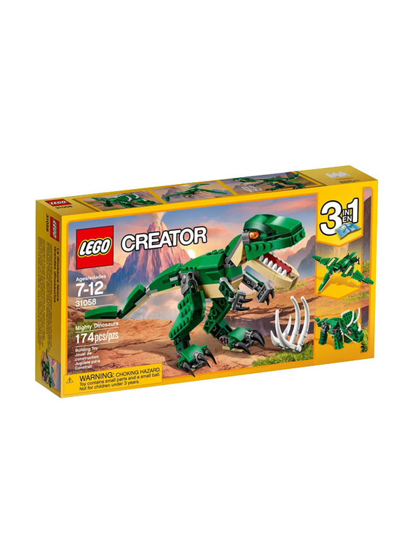 Lego Creator 3-in-1 Mighty Dinosaurs Building Set, 174 Pieces, Ages 7+, 31058, Multicolour