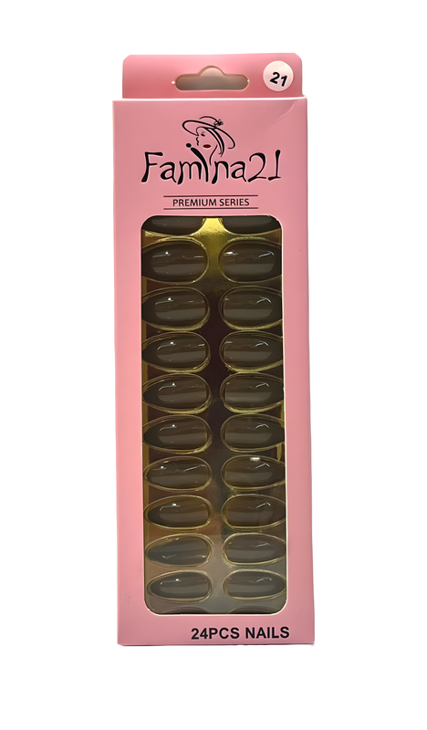Fake Nails, Famina21 Premium Nails, 24 Pcs With Glue Sticker (21)