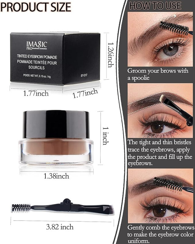 IMAGIC 6 Color Eyebrow Gel Kit with 2 in 1 Brush  Waterproof Long Lasting Brow Gel for Perfectly Defined Brows (Medium Brown)