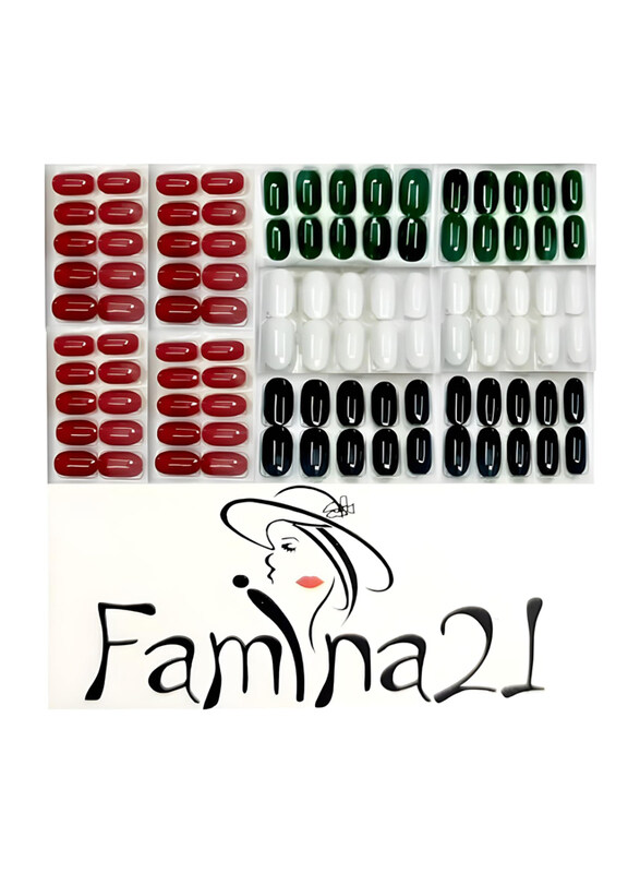 

Famina21 UAE National Day Special Flag Colour Nails with Glue Sticker and Buffer, Multicolour