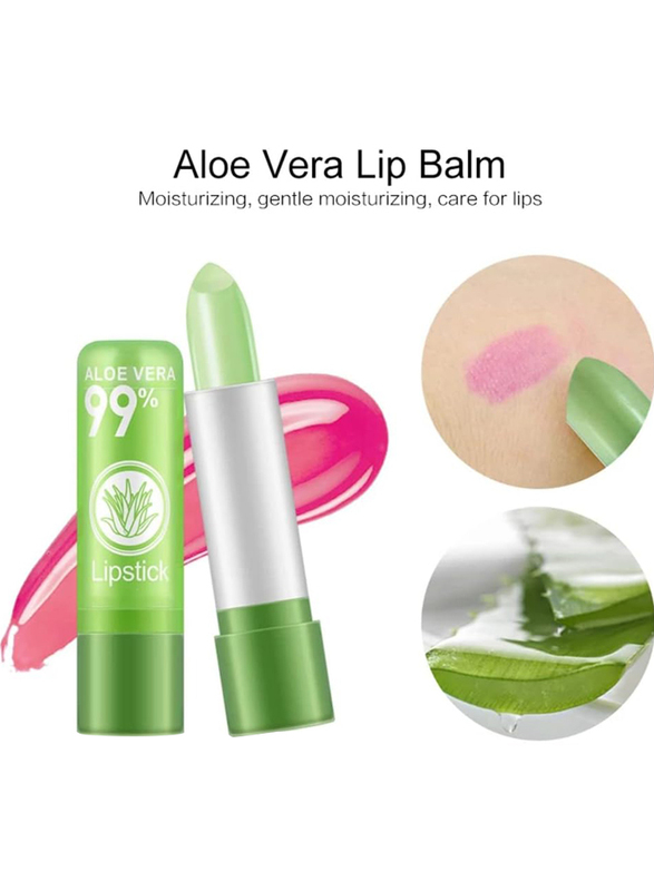 Aloe Vera Long Lasting Nutritious Moisturizer Color Changing Gloss Lip Balm, 12 Pieces, Green