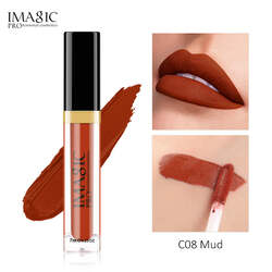 IMAGIC Velvet Lipgloss  12 Vibrant Colors  Long-Lasting, Highly Pigmented Formula Soft Applicator for Easy Application (C08 MUD 7ML)