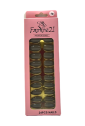 Fake Nails, Famina21 Premium Nails, 24 Pcs With Glue Sticker (16)