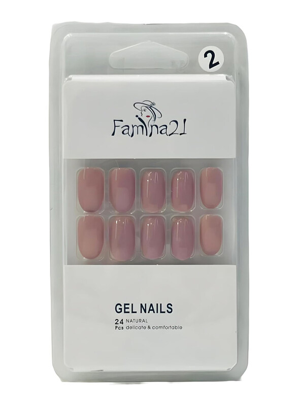

Famina21 Fake Nails with Glue Sticker, 24 Pieces, 02, Brown